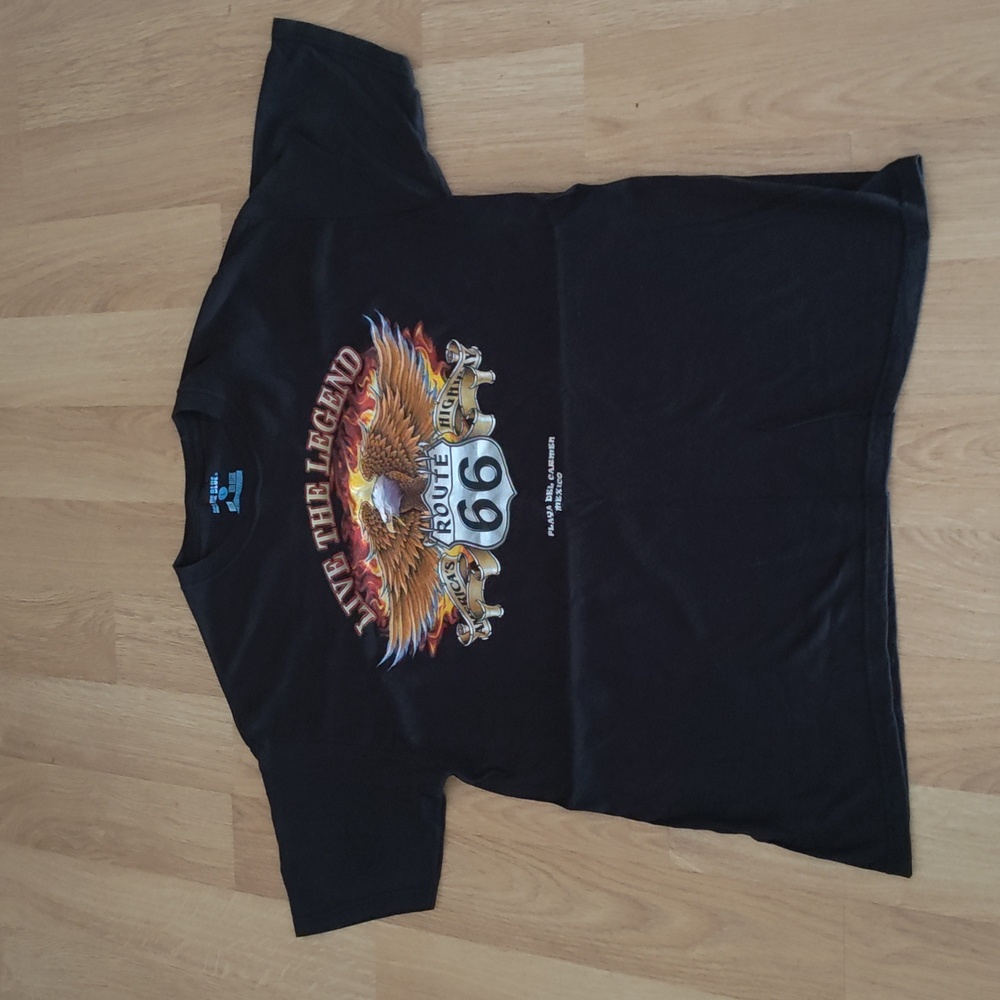 Route 66 Playa Del Carmen, Mexico Graphic Black Crewneck Short Sleeve T-shirt L